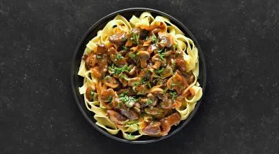 Beef and mushroom stoganoff